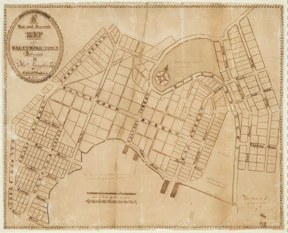 New and accurate map of Baltimore town. Dedicated to Thomas Langton Esq. by G. Gouldsmith Presbury S.B.C. — 1780-08-12
