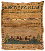 Alphabet, number, and landscape sampler made by Maria Louisa Harris (1790-1879) in 1816. It also features a prayer.