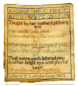 Verse sampler with alphabet and numbers. It was made by Julianna E. Latrobe in July 1813.