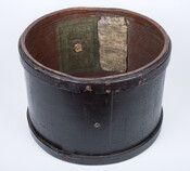 Wooden drum shell, made on January 15, 1850, by Baltimore instrument maker, and German immigrant, William A. Boucher, Jr. (1822-1899). The drum was carried by Silas Tomilson, Jr. who played in the marching band of the "Baltimore City Greys," a militia company established in 1845. It was carried through the Civil War and was badly…