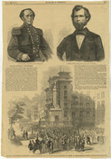 Page 461 from the July 20, 1861 issue of Harper's Weekly featuring text about Major-General Patterson along with three printed images. Top left image is entitled "Major-General Patterson. — from a photograph," top-right is entitled "Speaker Grow. — photographed by Brady. — [see page 463]," and at the bottom is a larger image with the…