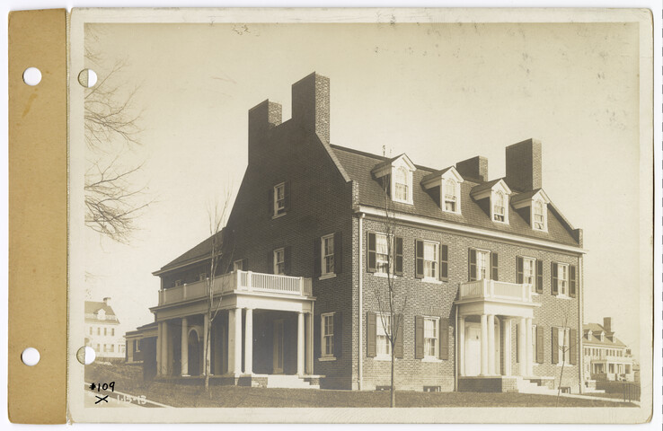 Side elevation of Mrs. Gambrill’s house from point on west side of Kittery Lane in center of space between sidewalk and gutter looking northeast — 1913-01-13