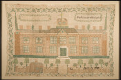 This is a cotton and linen sampler featuring a property identified as “Baltimore Hospital."