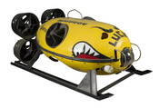 This is a metal and plastic remotely operated underwater vehicle (ROV) known as "Lucky" from the Unites States Navy. The ROV is a bright yellow color with eyebrows, eyes, and a mouth painted on the front along with "LUCKY" in bold lettering. In 1986, it was designed and built by Deep Sea Systems International and…