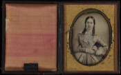 Daguerreotype portrait of Eliza Dorcas Taylor Bond. Mrs. Bond was the daughter of James Mackall Taylor (1778-1825) and Rebecca Taylor and the second wife of Basil Duke Bond (1817-1899), a Calvert County farmer. They married in 1853 and produced no children together, although Mr. Bond had two sons and two daughters from his first marriage.