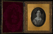 Daguerreotype portrait of Elizabeth Paca Bordley Coulter (1831-1909). The daughter of John Beale Bordley (1800-1882) of Baltimore and Frances Paca Baker, Elizabeth married George Trull Coulter (1831-1890), son of Alexander Coulter, in 1853. Mr. Coulter was a promoter of United States mining stocks, so the family moved sporadically from the Atlantic to Pacific coasts of…