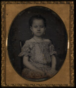 Daguerreotype portrait of Ella Graver (1852-1921) as a child. Graver married Charles E. Markland (son of John T. Markland) on November 2, 1874. Their children were Florence (1877-1959), married William H. Warner; Nannie Garner (1882-1963); and Willard Carlton (1894-).