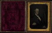 Daguerreotype portrait of Joseph Cushing (1781-1852), a Baltimore bookseller and banker. A native of Hingham, Massachusetts, he learned the printer's trade in Boston, and circa 1796 he moved to Amherst, New Hampshire to work at the town's Village Messenger. When that paper folded in 1801, he established a replacement- the Farmer's Cabinet. Involved in the…