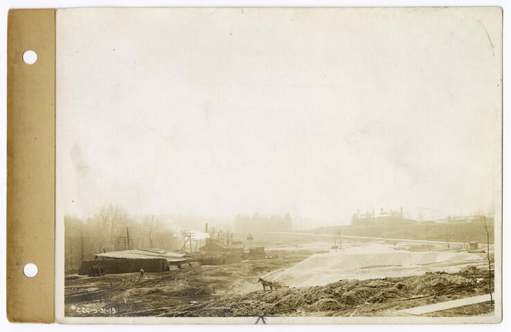 View showing sand pile and brick yard looking south from Overhill Road — 1913-03-31