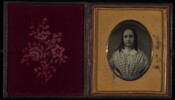 Daguerreotype portrait of Cecilia Dushane Williams (1823-1897), daughter of Valentine Dushane (1787-1850) of Baltimore. In 1847, she married John Thomas Williams (1820-1895), a photographer. Their children were: Elizabeth Ann (1848-1853); Frank T. (1857-1880); Nellie C. (1860-); and John T. (1865-1902).