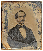 Ambrotype portrait of Edgar Marks Lazarus (1836–1884), the only child of Phebe Yates and Joshua Lazarus. He married Minnie Mordecai at the age of 28 and the couple had seven children.