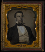 Daguerreotype portrait of John Thomas Markland (1817-1863), the son of Richard Markland (1788-1868) and Frances "Fanny" Troy (1796-1860). In 1839, he married Elizabeth A. Davis, and the couple were parents to: John Davis (1844-); Charles (1846-1912), married Ella Graver; Thomas (1848-); and James (1851-).