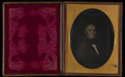 Daguerreotype portrait of an unidentified man, possibly a copy of a painting. The man may be a member of the Cushing, Edwards, or Morris families.