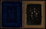 Daguerreotype group portrait of Oliver O'Donnell (1822-1877), George Nathan (1824-1887), Andrew Aldridge (1826-1894), Marshall Winchester (1821-1877), and Captain William Poor (1811-1874). The men were the groomsmen at the marriage of Cecilia Eliza Levy to Israel Cohen, October 3, 1850, in Philadelphia.