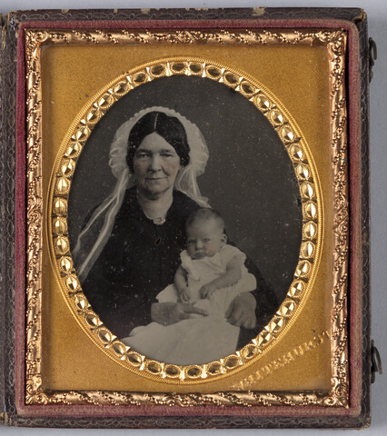Portrait of unidentified woman and baby — circa 1850-1860