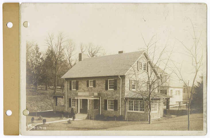 West elevation of Mr. Chapman’s house from south corner of lot #5 and Club Road plat 6 — 1913-01-09