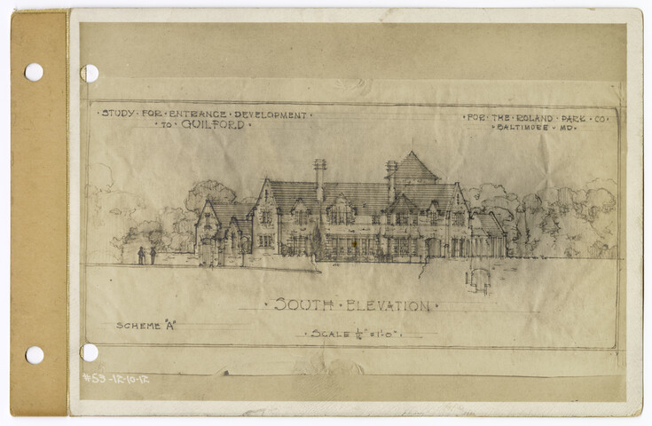 Study for entrance development to Guilford (south elevation, scheme ‘A’) — 1912-11-10