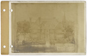 Photograph of a sketch of a house in the Guilford neighborhood of Baltimore, Maryland for a north facing lot. In the lower right side is written the name of the architect: Edward L. Palmer, Jr.