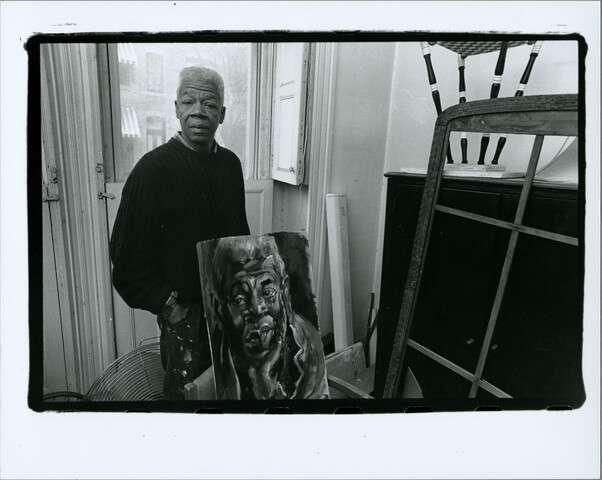 Tom Miller with painting — circa 1988