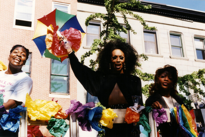 Three participants at Baltimore Pride parade — 2000