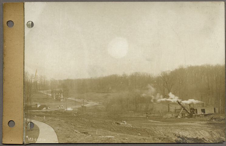 General view of Overhill Road looking east from center of south sidewalk on Overhill about 500 feet south of Overhill and Wickford Road junction — 1913-01-15