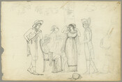 Pencil on paper drawing of "Another Classic Group at Mount Vernon", July 1796, from the Latrobe Sketchbooks, by Benjamin Henry Latrobe. On July 16, 1796, Latrobe journeyed to President George Washington's Virginia estate "Mount Vernon" to deliver a letter from Washington's nephew, and Latrobe's friend, Bushrod Washington (1762-1829). At about 3:30 that afternoon, Latrobe dined…