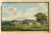 Watercolor on paper of "Hors du Monde, the home of Colonel Skipwith, Cumberland County, Virginia", June 14, 1796, from the Latrobe Sketchbooks, by Benjamin Henry Latrobe. In June 1796, Latrobe stayed at the home of Colonel Henry Skipwith (1751-1815), "Hors du Monde" for a brief time. To the east of the home was the Appomattox…
