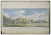 Watercolor on paper drawing of "Sketch of Colonel John Mayo's House at the Hermitage Near Richmond, Virginia", July 10, 1797, from the Latrobe Sketchbooks, by Benjamin Henry Latrobe. This sketch features the grounds and home known as "Hermitage", which was a large estate owned by Colonel John Mayo, Jr. (1760-1818), a graduate of William &…