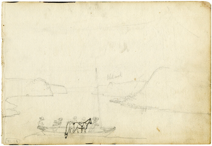 Sketch of a Sailboat Carrying Passengers and Horses — circa 1800