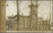 North (front) elevation of the Guilford mansion – the former country seat of the Abell family in north Baltimore – as seen from the south side of modern-day Lambeth Road, about 250 feet east of Greenway. The house was demolished soon after this photograph was taken and its site incorporated into the Guilford neighborhood of…