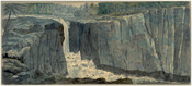 Watercolor on paper drawing of "Passaic River at the Falls", October 1799, from the Latrobe Sketchbooks, by Benjamin Henry Latrobe. This view from this series shows the Great Falls of the Passaic River in Paterson, New Jersey. They are seventy seven feet high.