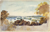 Watercolor on paper drawing of "The Susquehanna River from Turkey Hill", 1802, from the Latrobe Sketchbooks, by Benjamin Henry Latrobe. In 1801, Latrobe was appointed by the Pennsylvania governor to work with the Susquehanna Canal Company of Maryland to make improvements to the Lower Susquehanna River. He surveyed the river with a small crew from…