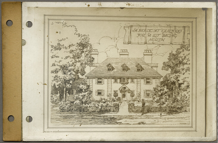 Pen and ink sketch of house facing north at Guilford — 1913-01-01