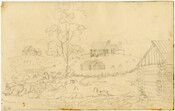 Pencil on paper drawing of "William Robertson's house near his quarry on Aquia Creek", August 21, 1806, from the Latrobe Sketchbooks, by Benjamin Henry Latrobe. In 1804, Latrobe was in the midst of designing and sourcing materials to build the U.S. Capitol building in Washington, D.C. His supply of sandstone was running out and he…