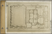 Pen-and-ink floor plan – probably by architect Edward L. Palmer – for north-facing house in the Guilford neighborhood of Baltimore, Maryland.
