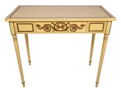 Federal-style yellow painted pier table with gilt decorative motif. Made by Hugh Finlay (working 1803-1830) for shipping merchant James Wilson (1775-1851) of Baltimore, Maryland for the double parlor of his Holliday Street town house in 1819.