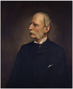 Oil on canvas portrait painting of "Severn Teackle Wallis" (1816-1894), 1896, by Thomas Cromwell Corner. Wallis was born in Baltimore, Maryland, and attended St. Mary's College (Baltimore), graduating in 1832. He went on to study law and passed the bar exam in 1837. Wallis developed a special interest in history and literature, particularly from Spain.…
