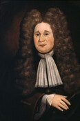 Oil on canvas portrait painting of "Henry Darnall I" (1645-1711), ca. 1800-1900, by an unknown artist. Darnall was born in Clohamon, Ireland and was the son of a London barrister. He immigrated to the Maryland Colony in 1664 and was granted several hundred acres of land in what was then Calvert County, now Prince George's…