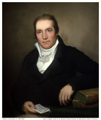 Oil on canvas portrait painting of John McKim, Jr (1766-1842), c. 1812, by Rembrandt Peale (1778-1860). McKim was born in Brandywine, Delaware. He became a merchant and married Margaret Telfair McKim (1770-1836) of Philadelphia, Pennsylvania in 1793. Later, he moved to Baltimore and found great success in business, founding the Union Manufacturing Company and the…