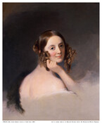 Oil on canvas portrait painting of Charlotte Augusta Norris Calvert (1816-1876), 1843, by Thomas Sully. Charlotte was born in Baltimore and married Charles Benedict Calvert (1808-1864). The couple had seven children and lived at the Calvert family home "Riversdale Mansion" in Prince George's County. Mr. Calvert was a member of the Maryland House of Delegates…