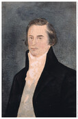 Watercolor on paper miniature of Louis Charles Pascault (1790-1867), undated, by an unattributed artist. Pascault was a Baltimore businessman and served as a Captain during the Mexican-American War. He was the son of The Marquis de Poleon, Jean Charles Marie Louis Felix Pascault, d'Aunis et de Saintagney (ca. 1749-1824) and his wife Mary Magdalene Slye…