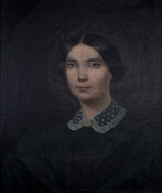 Oil on canvas portrait painting of Caroline Ann Penn Hebb (1816-1904) by an unattributed American artist. Caroline was born in Charles County, Maryland. She married William Hilliard Hebb, Jr. (1801-1860) in 1846. Caroline had three children and lived in St. Mary's County, Baltimore, and died in Wilmington, DE. She is buried in Oak Hill Cemetery,…