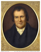 Bust-length portrait shows Judge Elias Glenn (1769-1846) wearing a black coat and a white stock. He has brown hair and brown eyes.