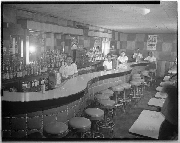 Interior with wave bar and staff — circa 1949-08