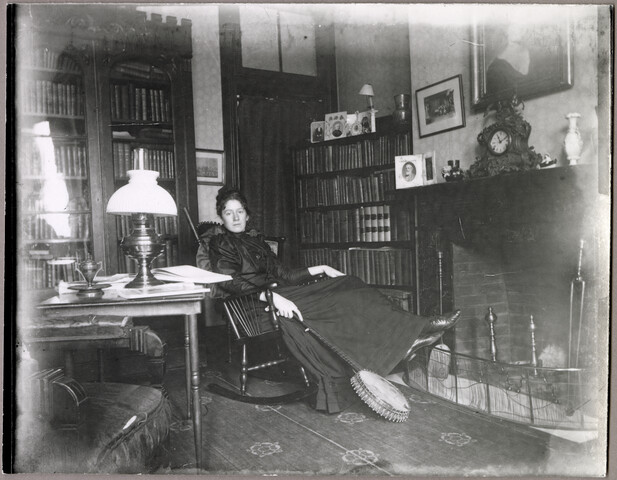 Mrs. Steuart in chair at 123 West Lanvale Street — circa 1895