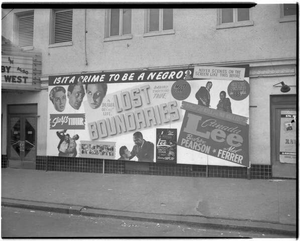 Regent Theater billboard advertising <em>Lost Boundaries</em> — 1949-09