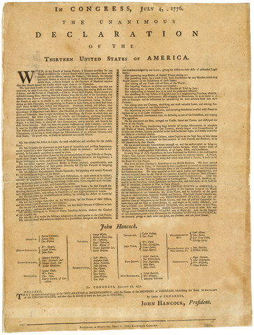 In Congress, July 4, 1776. The unanimous declaration of the thirteen United States of America — 1777