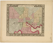 Plan of the city of Baltimore, Maryland. The plan is a colored, engraved print on paper with no scale indicated.