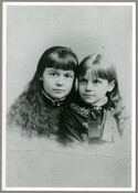 Undated portrait of Emily Spencer (Hayden) and her sister, Katharine Constable Spencer (Alleman), as children. Verso transcription: Emily Spencer, left. Katharine Constable Spencer, right.