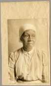 Portrait of Eliza Benson (1836-1921), who worked as a maid and caregiver to the family of Baltimore, Maryland, photographer Emily Spencer Hayden. With the deaths of Emily's parents A. C. Bradford "Braddie" Harrison Spencer (1841–1882) and Edward Spencer (1834–1883) in the early 1880s, care of the younger Spencer children was left to Benson. A formerly…